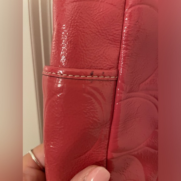Coach Gallery Embossed Patent Leather Rose Pink Shoulder Bag Tote Purse - Picture 14 of 15
